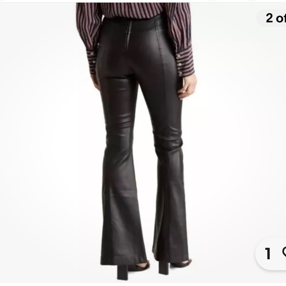Free People | We The Free NWOT Faux Leather High Rise Split Flare Hem Pants 31 - Picture 7 of 11